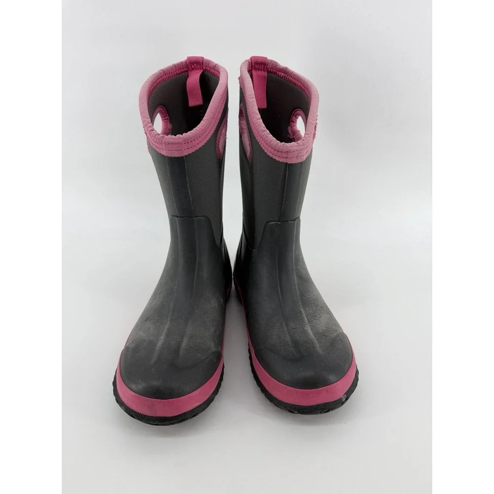 BOGS‎ Classic Matte Boots Youth Kid's Girl's Gray Pink Insulated Winter Sz US 5